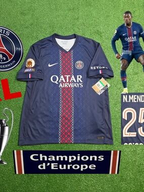 Nike Paris Saint-Germain PSG Nuno Mendes #25 2025/2026 Home Soccer Jersey